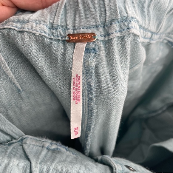 Free People Tahiti Herringbone Cargo Pants Size XS teal - Picture 8 of 10